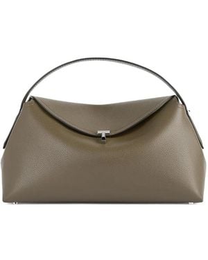 TOTEME T-Lock Grained-Leather Top Handle - Green