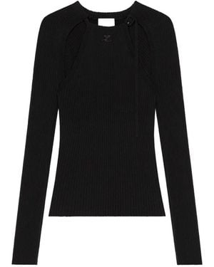 Courreges Langarmshirt Mit Cut-Out - Schwarz