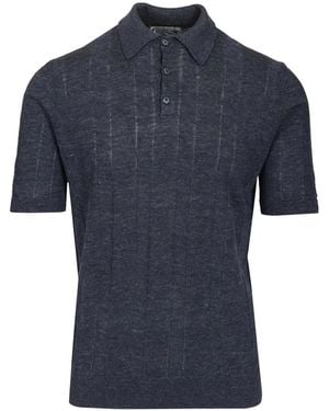Al Duca d'Aosta Polo En Maille À Design Côtelé - Blue