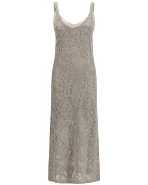 Brunello Cucinelli Dazzling Water Lillies Dress - White