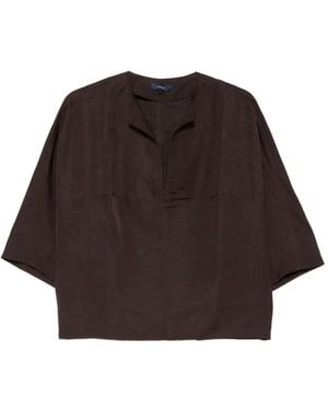 Soeur Ilona V-Neck Short-Sleeve Blouse - Brown