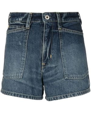 KENZO Logo-Patch Denim Short Shorts - Blue