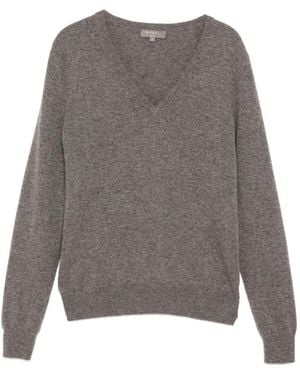 N.Peal Cashmere Phoebe V-Neck Top - Grey