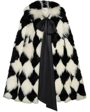 Blumarine Intarsia-Knit Bow-Detail Cape - Black