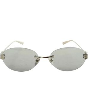 Balenciaga Gossip Oval-Frame Sunglasses - Metallic
