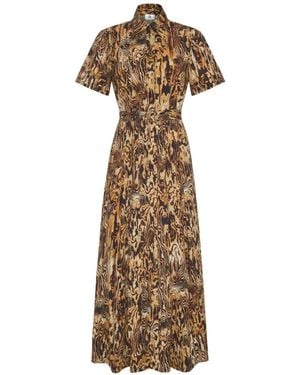 Adam Lippes Leighton Abstract-Print Midi Dress - Natural