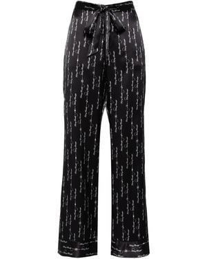 Kiki de Montparnasse F Beautiful Silk Lounge Tie Up Pyjama Trousers - Black