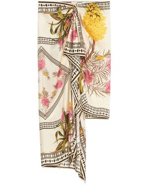 Blumarine Asymmetric Floral-Print Skirt - White