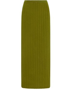 Rosetta Getty Ribbed-Knit Midi Skirt - Green