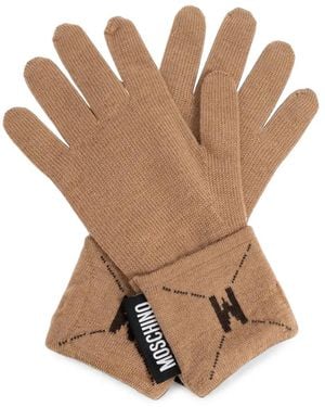 Moschino Logo-Tag Wool Gloves - Brown