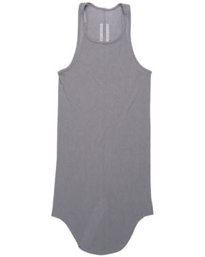 Rick Owens Ribbed-Knit Curved-Hem Tank Top - Gray