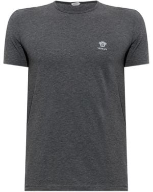 Versace Camiseta Con Logo Medusa - Gris