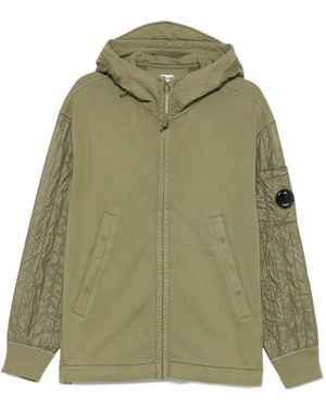 C.P. Company Quilted-Sleeve Hooded Zip-Up Jacket - Green