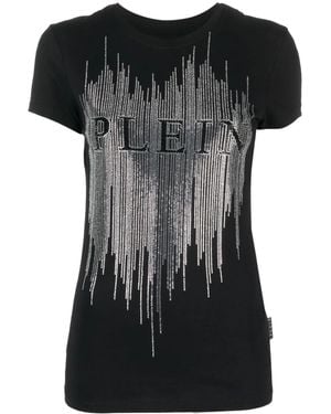 Philipp Plein Crystal-Embellished Logo T-Shirt - Black