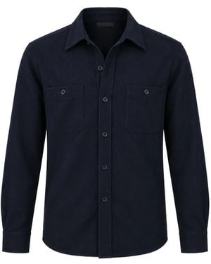 Hartford Percey Button-Down Wool Shirt - Blue