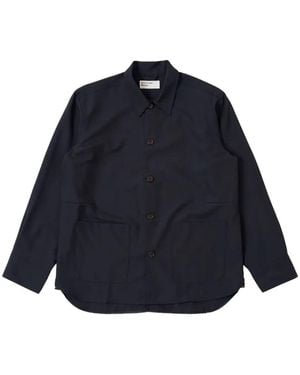 Universal Works Travail Pocket Cotton Overshirt - Blue