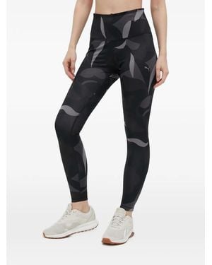 PUMA Abstract-Print Mesh-Panel Leggings - Black