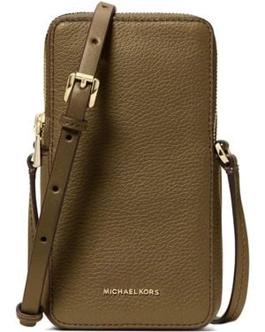Michael Kors Jet Set Small Pebbled Leather Smartphone Crossbody Bag - Green