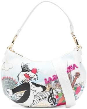 Braccialini Cartoline Lt Graphic-Print Shoulder Bag - White