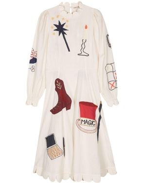 Stella Nova Circus Motif-embroidered Midi Dress - White