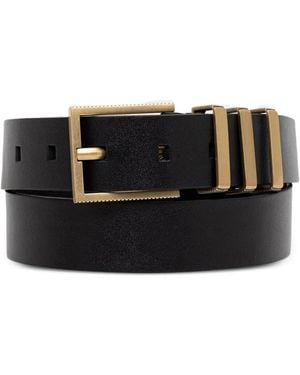AllSaints Textured-Buckle Leather Belt - Black