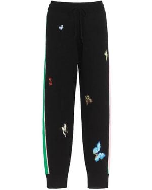 Barrie X Damien Hirst The Butterflies Intarsia-Knit Track Pants - Black