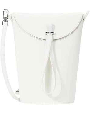 STAUD Leather Bucket Bag Top Handle - White