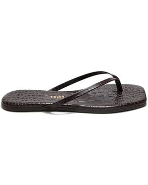 TKEES Lily Square Croc Effect Flip-Flops - White