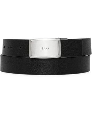 Liu Jo Logo-Engraved Leather Belt - Black