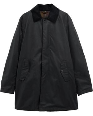 Barbour Abrigo con botones y cuello de pana - Negro