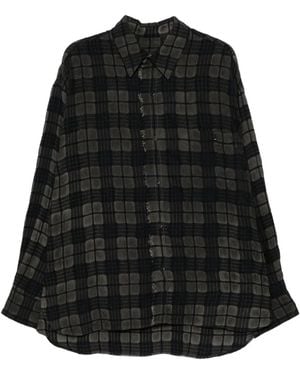 Uma Wang Raw-Edge Plaid Shirt - Black