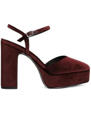 Bibi Lou Velvet Square-Toe Heeled Court Shoes - Brown