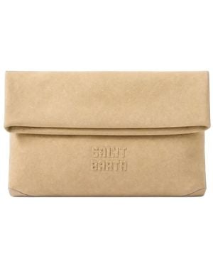 MC2 Saint Barth Maxi Clutch Aus Wildleder Mit Logo-Patch - Natur