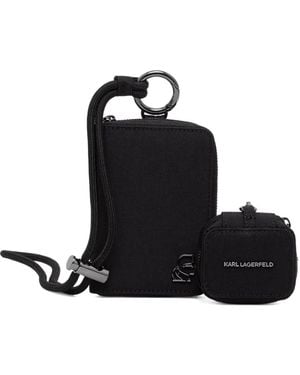 KARL LAGERFELD Logo-Plaque Lanyard Wallet - Black