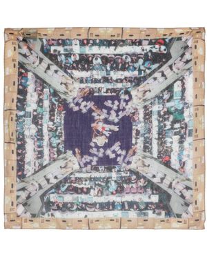 Henrik Vibskov Boxing-Print Squared Scarf - Blue