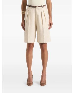 Manière De Voir Lorette Linen Twin Pleat Shorts - Natural