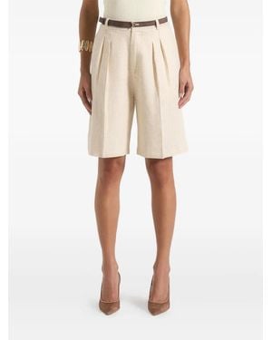 Manière De Voir Lorette Linen Twin Pleat Shorts - Natural