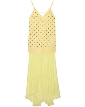 MSGM Plissiertes Maxikleid Mit Nieten - Gelb