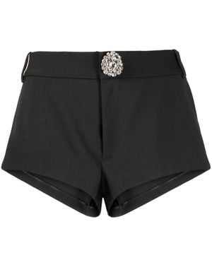 Area Crystal-Embellished Virgin Wool Mini Shorts - Black