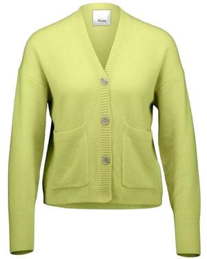 Allude V-Neck Patch-Pocket Cardigan - Green