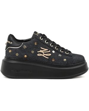 Karl Lagerfeld Denim Platform Trainers - Black