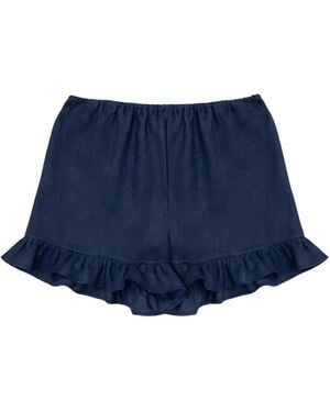 Sleeper Ruffle-Trim Linen Shorts - Blue