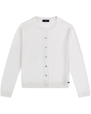 Fay Logo-Plaque Button-Up Cardigan - Blanc