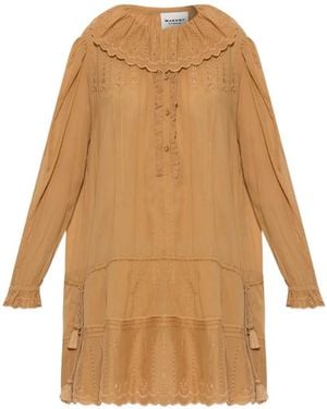 Isabel Marant Lenora Broderie-Anglaise Ruffled Mini Dress - Natural