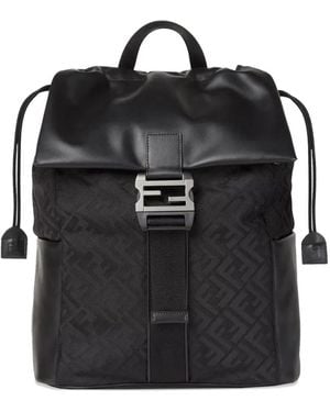 Fendi Flux Buckle Backpack - Black
