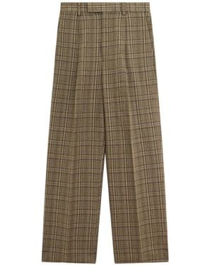 AURALEE Check-Pattern Pleated Trousers - Green