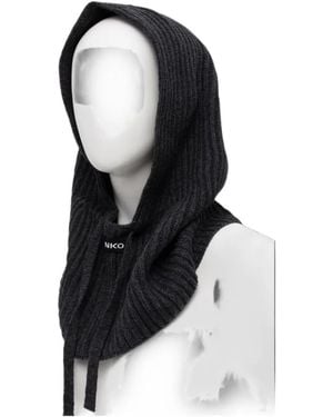 Pinko Ribbed-Knit Drawstring Balaclava - Black