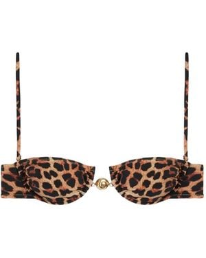 Reina Olga Hammond Leopard-Print Bikini Top - White