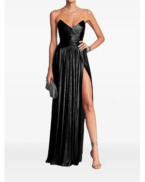 retroféte Waldorf Pleated Split-Leg Maxi Dress - Black