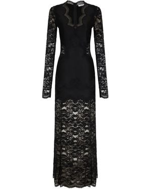 Rabanne Long-Sleeve Lace Maxi Dress - Black